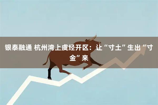 银泰融通 杭州湾上虞经开区：让“寸土”生出“寸金”来